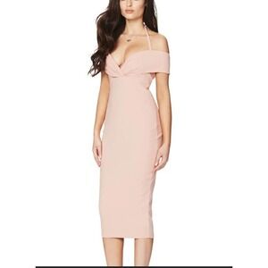 Nookie Pink Off-Shoulder Midi Dress